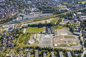 Aerial view, development area of the industrial wasteland at Teinenkamp in Soest, wasteland north