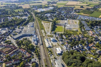 Aerial view, development area of the industrial wasteland at Teinenkamp in Soest, wasteland north