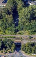 Aerial view, railway subway Wallburger Tor, railway tracks, Soest, Soester Börde, North