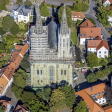 Aerial view, restoration of the Protestant church Sankt Maria zur Wiese, Soest, Soester Börde,