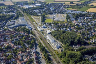 Aerial view, development area of the industrial wasteland at Teinenkamp in Soest, wasteland north