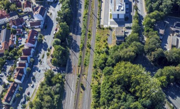 Aerial view, railway subway Wallburger Tor, railway tracks, Soest, Soester Börde, North