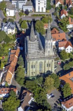 Aerial view, restoration of the Protestant church Sankt Maria zur Wiese, Soest, Soester Börde,