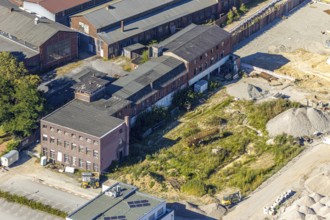 Aerial view, Merkur Living - Merkurhöfe, Merkur site, brick building, new development area with