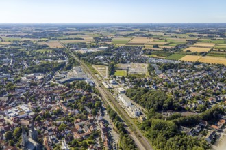 Aerial view, development area of the industrial wasteland at Teinenkamp in Soest, wasteland north