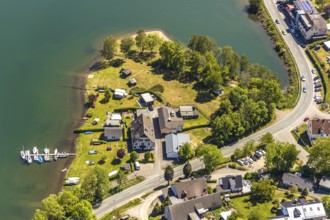 Aerial view, campsite Seeblick, Meinerzhagen, Märkischer Kreis, Sauerland, North Rhine-Westphalia,