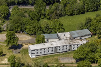 Aerial photograph, former Bergstrasse Youth Hostel, Meinerzhagen, Märkischer Kreis, Sauerland,