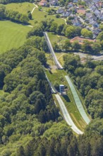 Aerial view, Meinhardusschanzen, ski resort, Meinerzhagen, Märkischer Kreis, Sauerland, North