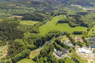 Aerial view, Meinhardusschanzen, ski area, Meinerzhagen, Märkischer Kreis, Sauerland, North
