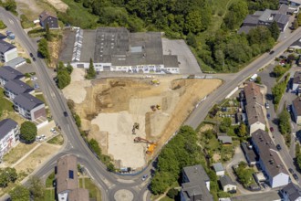 Aerial photo, construction site at Sportpalast GmbH, Siepener Weg, Meinerzhagen, Märkischer Kreis,