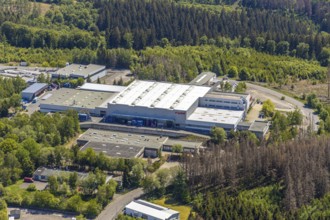 Aerial view, company buildings Lydall Gerhardi GmbH, Leopold Kostal GmbH, Meinerzhagen, Märkischer