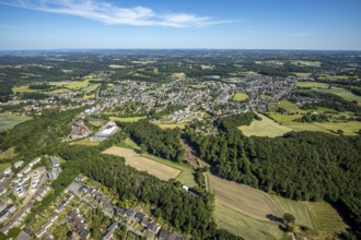 Aerial view, local view Niedersprockhövel, new residential area Steinegge, Riepelsiepen, former