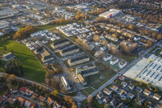 Aerial view, construction area Belgian Quarter, new residential area, Soest, Soester Börde, North