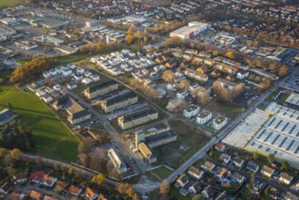 Aerial view, construction area Belgian Quarter, new residential area, Soest, Soester Börde, North