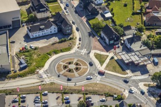 Aerial view, new roundabout Wuppertaler Straße, Niedersprockhövel, Sprockhövel, Ruhr area, North