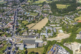 Aerial view, local view Niedersprockhövel, bypass road L70n between main road and Wuppertaler