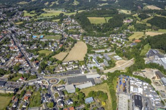 Aerial view, local view Niedersprockhövel, bypass road L70n between main road and Wuppertaler