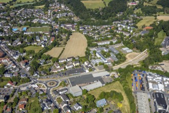 Aerial view, local view Niedersprockhövel, bypass road L70n between main road and Wuppertaler