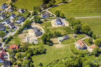 Aerial view, district Hardenberg, construction site residential buildings, Meinerzhagen, Märkischer