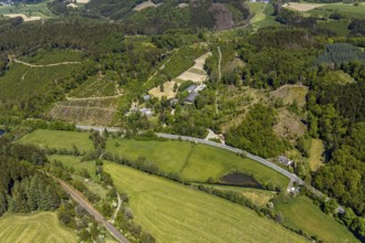 Aerial view, forest area Listertal, Listerhof, Meinerzhagen, Märkischer Kreis, Sauerland, North