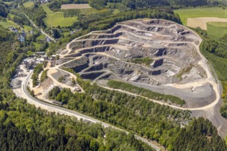 Aerial view, Listertal quarry, Westdeutsche Grauwacke-Union GmbH, Meinerzhagen, Märkischer Kreis,