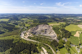 Aerial view, Listertal quarry, Westdeutsche Grauwacke-Union GmbH, Meinerzhagen, Märkischer Kreis,