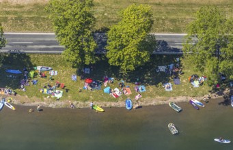 Aerial view, bathing area at the holiday village Listersee, Meinerzhagen, Märkischer Kreis,