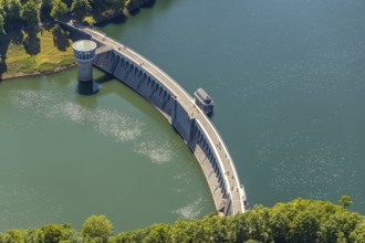 Aerial view, Lister dam, Meinerzhagen, Märkischer Kreis, Sauerland, North Rhine-Westphalia,