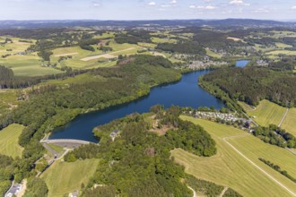 Aerial view, Lingesetalsperre, Meinerzhagen, Märkischer Kreis, Sauerland, North Rhine-Westphalia,