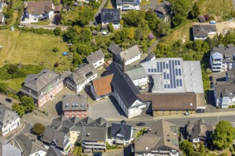 Aerial view, company building Krugmann Markenspirituosen GmbH, Meinerzhagen, Märkischer Kreis,