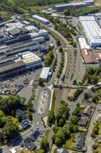 Aerial view, Meinerzhagen railway station, Meinerzhagen, Märkischer Kreis, Sauerland, North