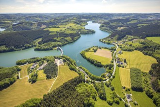 Aerial view, Lister dam, Meinerzhagen, Märkischer Kreis, Sauerland, North Rhine-Westphalia,