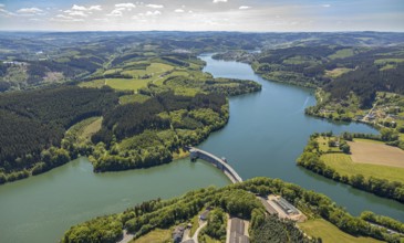 Aerial view, Lister dam, Meinerzhagen, Märkischer Kreis, Sauerland, North Rhine-Westphalia,