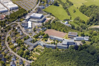 Aerial photo, Evangelisches Gymnasium, sports field, Meinerzhagen, Märkischer Kreis, Sauerland,