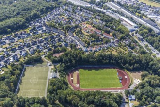 Aerial view, sports field, Huckenohl stadium, Menden, Sauerland, Märkischer Kreis, North