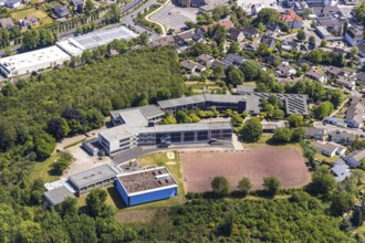 Aerial photo, Evangelisches Gymnasium, sports field, Meinerzhagen, Märkischer Kreis, Sauerland,
