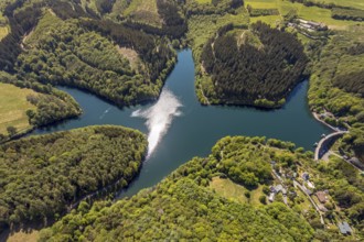 Aerial view, Fürwiggetalsperre, Meinerzhagen, Märkischer Kreis, Sauerland, North Rhine-Westphalia,
