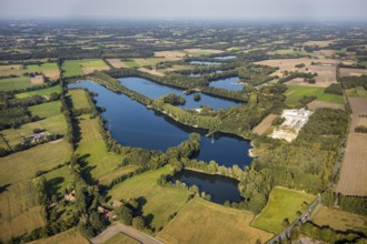 Aerial view, Alberssee, Rebbeke, Lippstadt, Kreis Soest, North Rhine-Westphalia, Germany, bathing