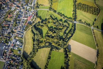Aerial view, Lipperode Castle, in the forest, Lipperode, Lippstadt, Soest district, North