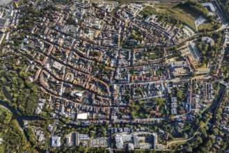 Aerial view, Old Town overview, Evangelical Great St Mary's Church, Rathausstraße, Jakobikirche,