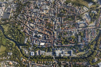 Aerial view, Old Town overview, Evangelical Great St Mary's Church, Rathausstraße, Jakobikirche,