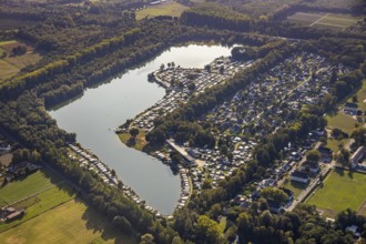 Aerial view, Camping Margaretensee, Lippstadt, Kreis Soest, North Rhine-Westphalia, Germany,