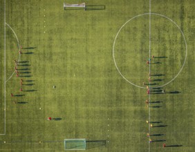 Aerial view, sports facility, SV Lippstadt 08 stadium, Liebelt-Arena, football players training,