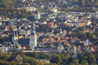 Aerial view, Old Town, evang. Große Marienkirche, Rathausstraße, Jakobikirche, Lange Straße,