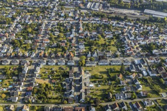 Aerial view, housing estate Barbarossastrasse, Lippstadt, district Soest, North Rhine-Westphalia,