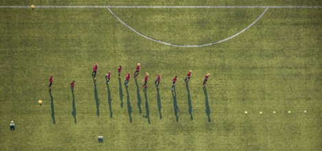 Aerial view, sports facility, SV Lippstadt 08 stadium, Liebelt-Arena, football players training,
