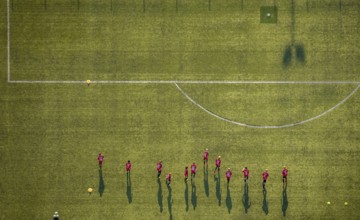 Aerial view, sports facility, SV Lippstadt 08 stadium, Liebelt-Arena, football players training,