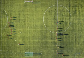 Aerial view, sports facility, SV Lippstadt 08 stadium, Liebelt-Arena, football players training,