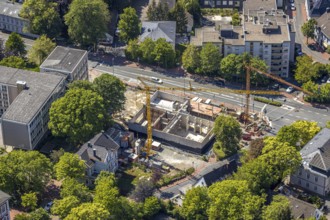 Aerial view, construction site of the new music school Lüdenscheid, Lüdenscheid, Märkischer Kreis,