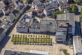 Aerial view, Rathausplatz, Sparkasse Lüdenscheid, Stadtwerke Lüdenscheid Energietreff Rathausplatz,